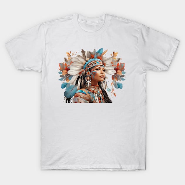 Native American Woman T-Shirt by Magic-Corner